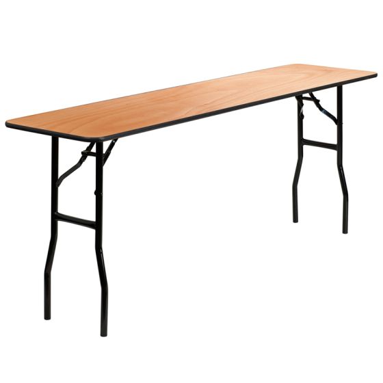 Wood Folding Training Table with Clear Coated Top 18" W x 72" L