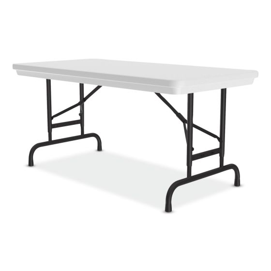 4 PACK Correll Adjustable Folding Table, Rectangular, 48" x 24" x 22" to 32", Gray Top, Black Legs