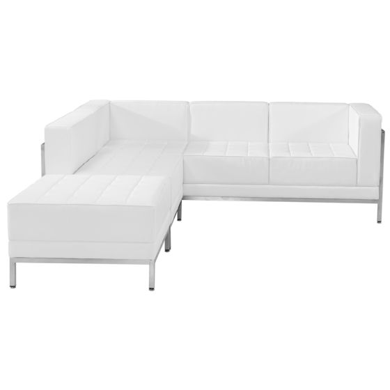 Ares Series Leather 3 Piece Sectional Lounge Set-White