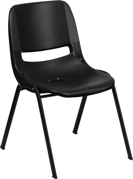 3rd, 4th, 5th, 6th, 7th Grade 16" H Stack Chair with Black Frame-Black