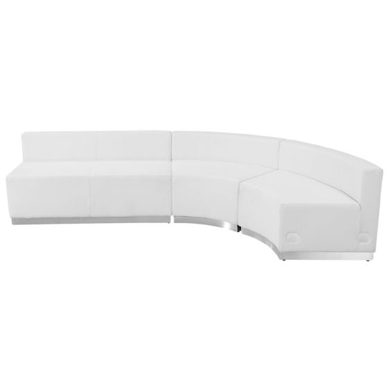 Leon Series 3 Piece Corner Leather Reception Set-White