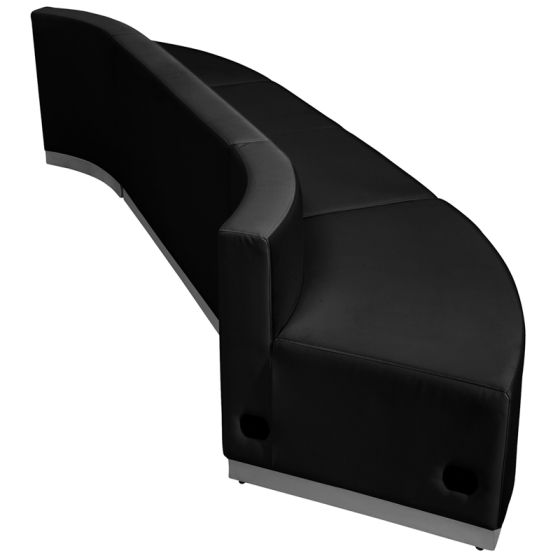 Leon Series 3 Piece Leather Convex Reception Set-Black