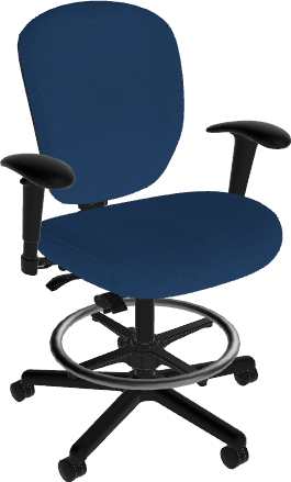 Sitmatic Posh Operational Wide Seat Mid Back 550 LB Tall Height Drafting Stool with Seat Slider, Synchronized Rocking, & Adjustable Arms