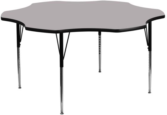 Heavy Duty 60" Flower Shaped Thermal Fused Laminate Height Adjustable Activity Table-Gray