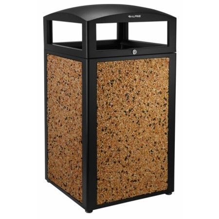 Alpine Industries Rugged 40-Gallon All-Weather Trash Containers with Stone Panels