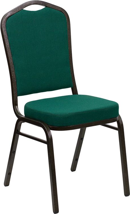 HUSKY Seating® 500 LB Commercial Fabric Banquet Stacking Chair with Gold Vein Frame-Dark Green Version 2