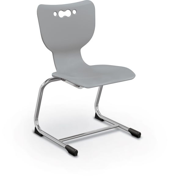 MooreCo Hierarchy Cantilever School Chair, 14" Height, Chrome Frame, Grey Shell
