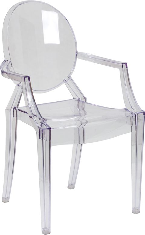 HUSKY Seating® Ghost 700 LB Transparent Indoor-Outdoor Stacking Event Chair with Arms