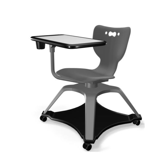 MooreCo Hierarchy Enroll Chair, Armless Shell with Whiteboard Tablet Arm, Cup Holder, and Hard Casters, 32.4"H x 25.6"W x 25.6"D