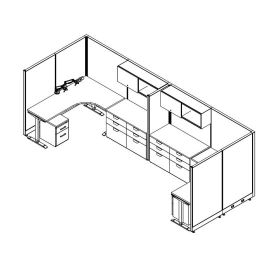 Friant Novo 2-Workstation Cubicle Panel System, 6' x 8' per Station, Typical FH-2007