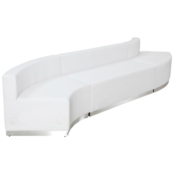 Leon Series 3 Piece Leather Long Wave Reception Set-White