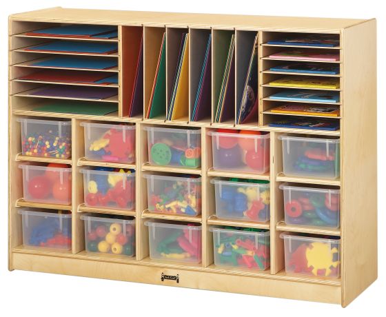 Jonti-Craft Sectional Cubbie-Tray Mobile Unit - with Clear Trays - Magnetic Write-n-Wipe Back