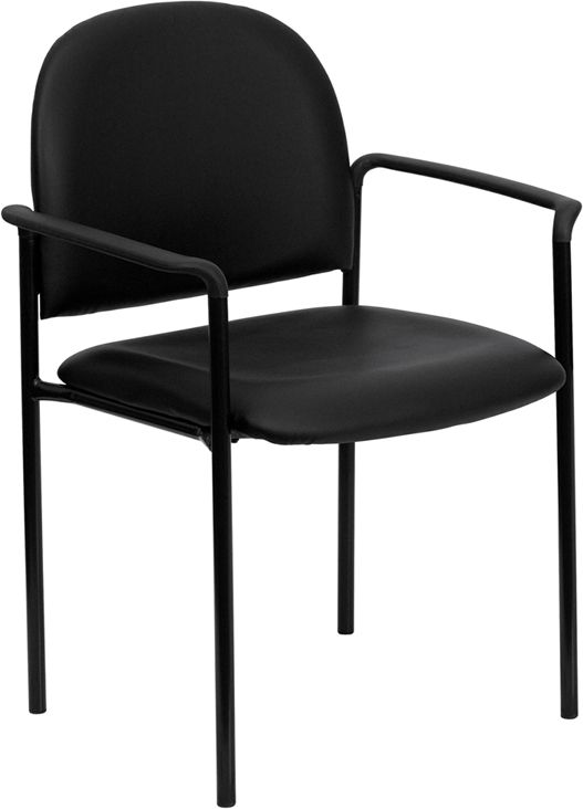 Vinyl Black Stacking Side Chair With Arms