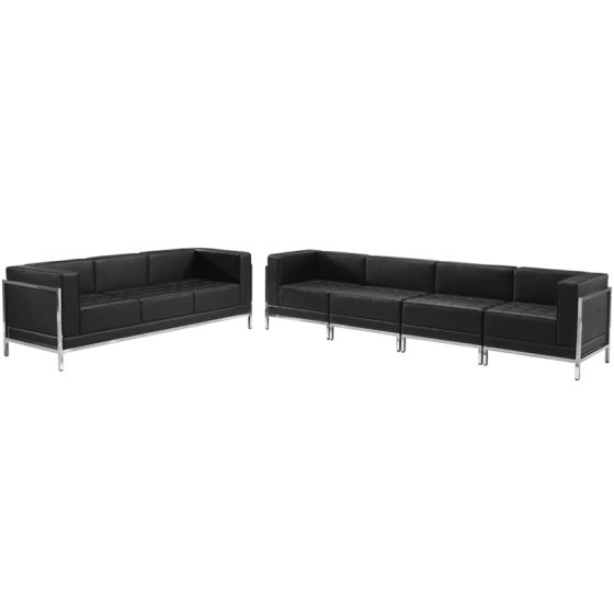 Ares Series Leather 5 Piece Sofa Lounge Set-Black