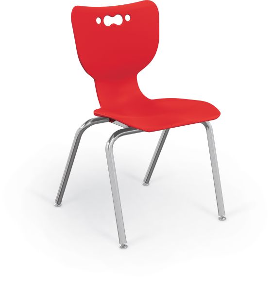 MooreCo Hierarchy 4-Leg School Chair, 18" Height, Chrome Frame, Red Shell