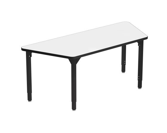 NPS® Heavy-Duty Height Adjustable Activity Table, 24" x 72" Trapezoid, Whiteboard Top, Black Legs