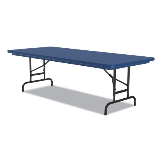 4 PACK Correll Adjustable Folding Tables, Rectangular, 72" x 30" x 22" to 32", Blue Top, Black Legs