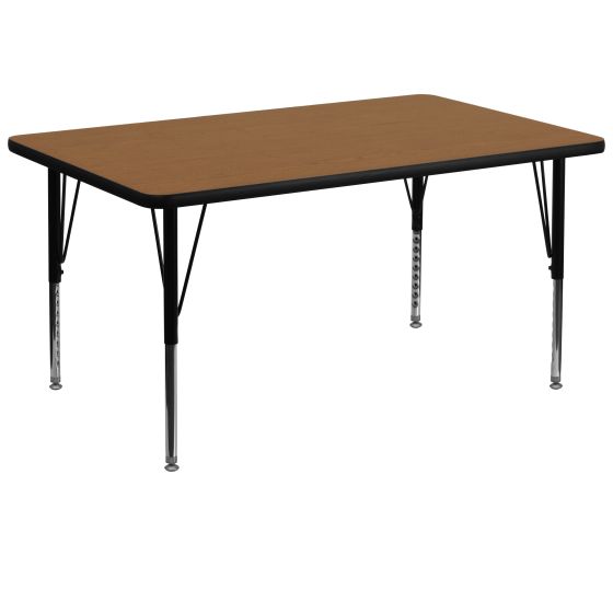 Heavy Duty 36''W X 72''L Rectangular Activity Table with Thermal Fused Laminate Top-Oak