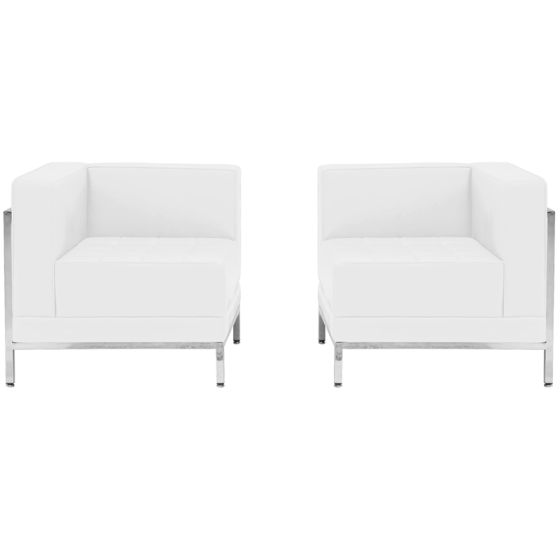 Ares Series Leather 2 Piece Corner Chair Set-White