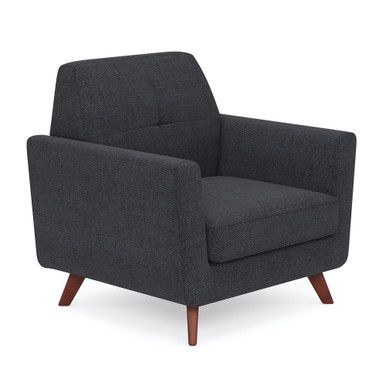Venture 275 LB Club Chair with Dark Cherry Wood Legs, Gray Linen