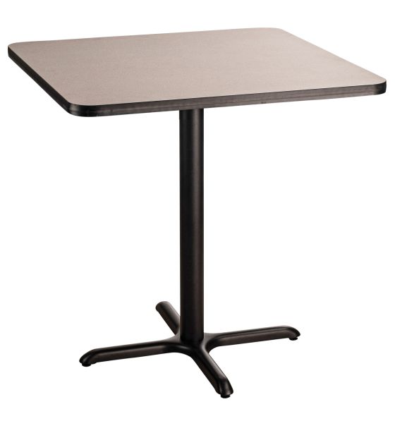 NPS® Café Table, 36" Square, X Base, 36" Height, Particleboard Core/T-Mold, Grey Nebula Top and Black Frame