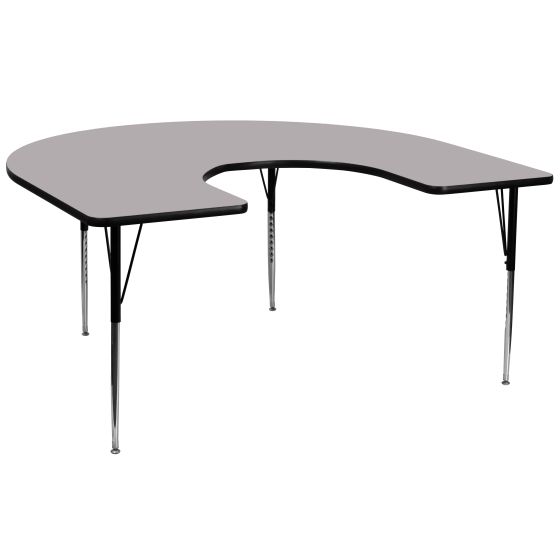 Heavy Duty 60 " W x 66 " L Horseshoe Thermal Fused Laminate Activity Table-Gray