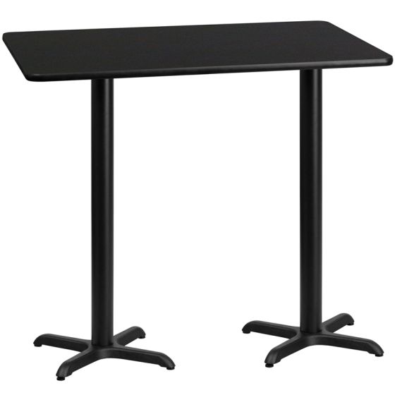 SolidCraft® Bar Height 30" x 60" Rectangular Laminate Restaurant Table & Dual Cross Bases-Black