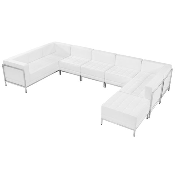 Ares Series Leather 7 Piece U-Shape Sectional Lounge Set-White