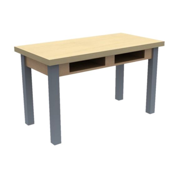 Diversified Spaces PerpetuLab Science Lab Table with Book Compartments, Steel Legs, and Butcher Block Top - 30" x 54"