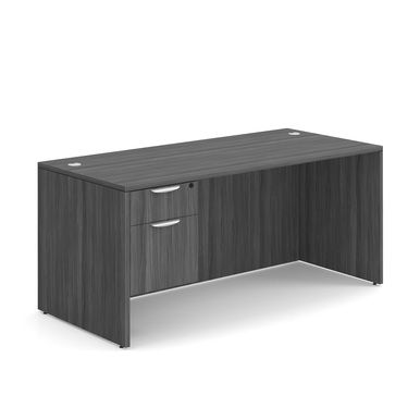 OS Laminate Collection Single 3/4 Pedestal Desk - 66" x 30" - Coastal Gray