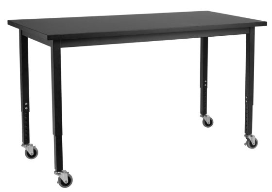 NPS Height Adjustable Phenolic Top Science Table with Wheels-24" W x 48" L