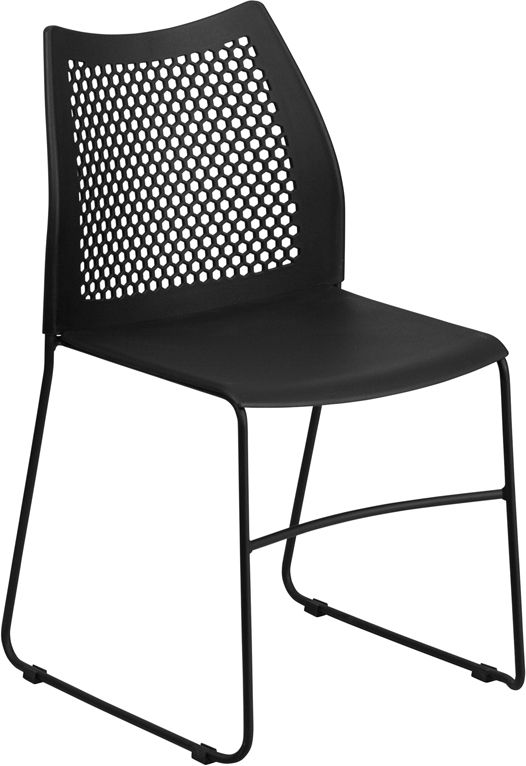 HUSKY Seating® 661 LB Commercial Vented Back Stack Chair-Black