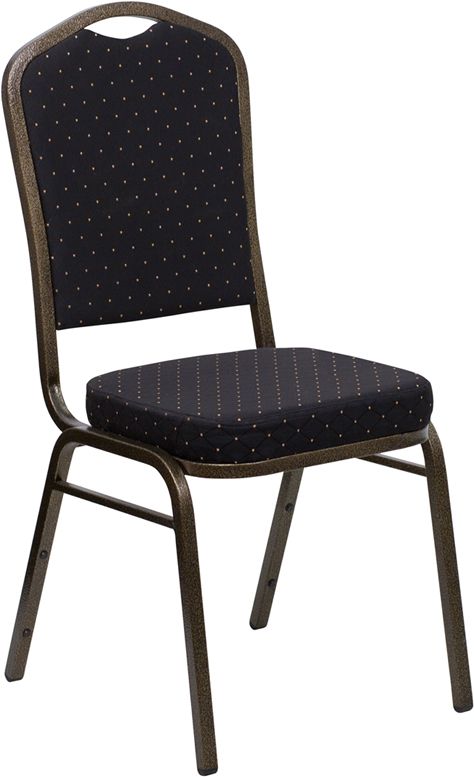 HUSKY Seating® 500 LB Commercial Fabric Banquet Stacking Chair with Gold Vein Frame-Black