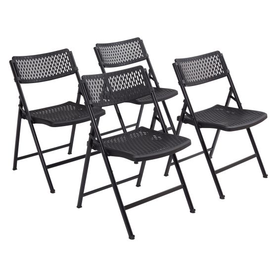 4 PACK National Public Seating Oversized 1000 LB AirFlex Plastic Folding Chair - Black - Model 1410