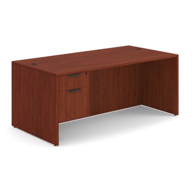 OS Laminate Collection Single 3/4 Pedestal Desk - 71'' x 36'' - Cherry