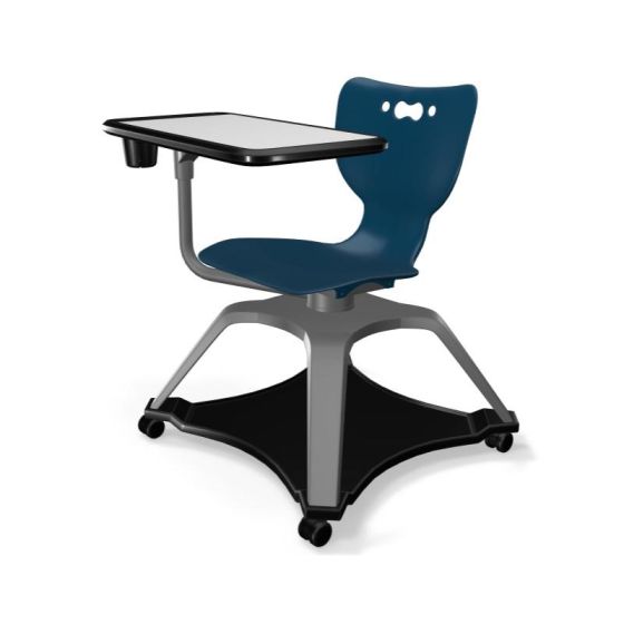 MooreCo Hierarchy Enroll Chair, Armless Shell with Whiteboard Tablet Arm, Cup Holder, and Soft Casters, 32.4"H x 25.6"W x 25.6"D
