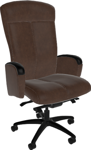 Sitmatic Posh 24/7 Ergonomic 450 LB Executive Chair with Rocking, Seat Slider, Fully Upholstered Panel Arms with Black Urethane Cap