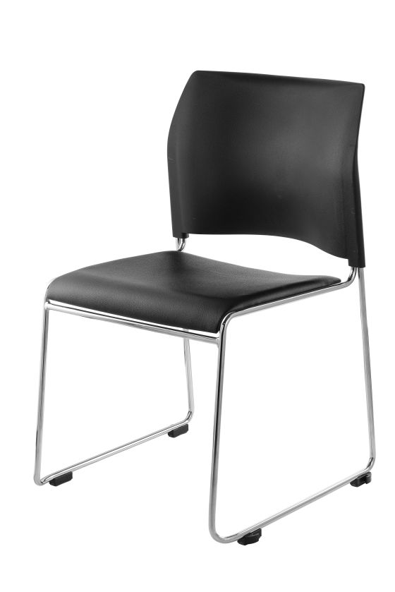 NPS 8700 Series Cafetorium Vinyl Stack Chair-Black