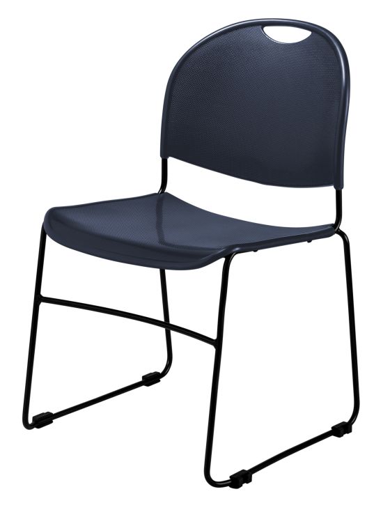 4 PACK Compact Plastic Stack Chair with Ganging by NPS Commercialine-Navy Blue