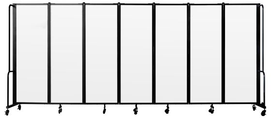 National Public Seating Room Divider, 6' Height, Expands to 164" Width, Clear Acrylic Panels, Black Frame - Model RDB6-7CA