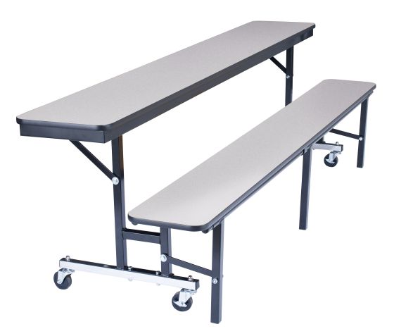 National Public Seating® Convertible Bench Cafeteria Table, 7'L, Particleboard Core, Vinyl T-Mold Edge