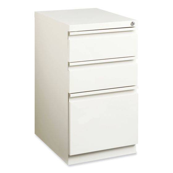 Hirsh Industries Full-Width Pull 20 Deep Mobile Pedestal File, Box/Box/File, Letter, White, 15 x 19.88 x 27.75