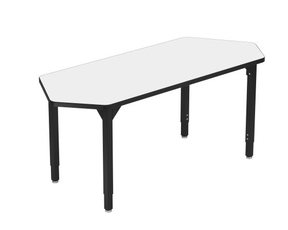 NPS® Heavy-Duty Height Adjustable Activity Table, 24" x 72" Hex, Whiteboard Top, Black Legs