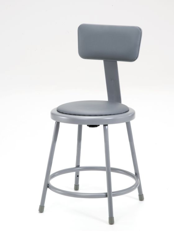 5 PACK NPS Vinyl Padded Lab Stool with Backrest - 18" Seat Height