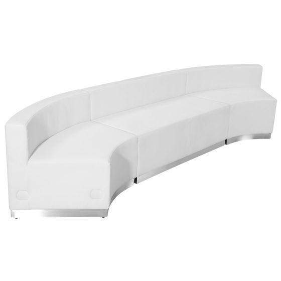 Leon Series 3 Piece Leather Concave Reception Set-White