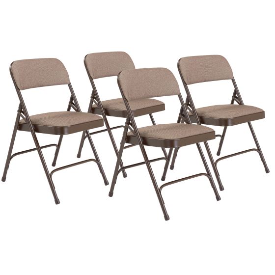 4 PACK National Public Seating 2200 Series Fabric Padded Metal Folding Chair-Light Brown