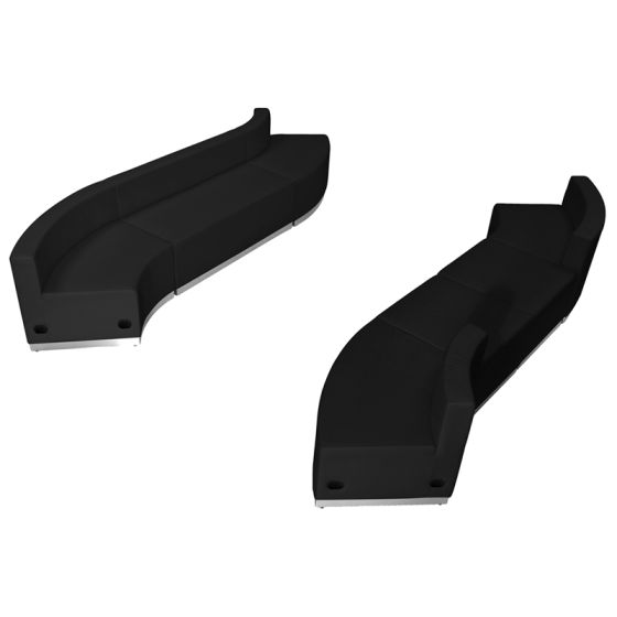 Leon Series 7 Piece Leather  Reception Configuration Set-Black