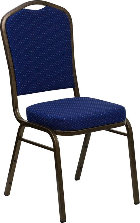HUSKY Seating® 500 LB Commercial Fabric Banquet Stacking Chair with Gold Vein Frame-Navy Blue