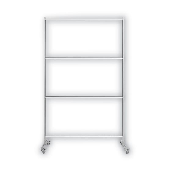 MasterVision Protector Series Mobile Glass Panel Divider, 49 x 22 x 69, Clear/Aluminum