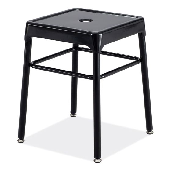 Safco Steel Guest Stool, Backless, Supports Up to 250 lb, 18" Seat Height, Black Seat, Black Base